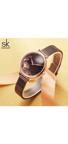 Shengke New Design Women Watches Elegant 32 MM Dial Blue Mesh Band Reloj Mujer Japanese Quartz Movement  Luxury Relogio Feminino