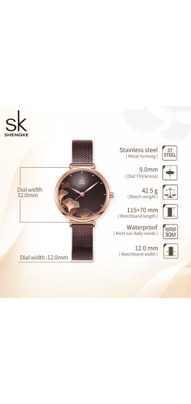 Shengke New Design Women Watches Elegant 32 MM Dial Blue Mesh Band Reloj Mujer Japanese Quartz Movement  Luxury Relogio Feminino