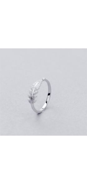 925 Sterling Silver Fresh Sweet Branch Leaf Temperament Personality Fashion Female Trendy Resizable Opening Rings SRI025