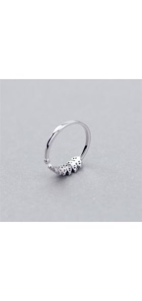 925 Sterling Silver Fresh Sweet Branch Leaf Temperament Personality Fashion Female Trendy Resizable Opening Rings SRI025