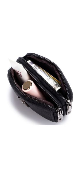 CICICUFF Women Coin Purse Genuine Leather Female Double Zipper Travel Organizer Mini Pouch Women Storage Bag Small Wallets New