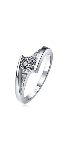 Cute Female Small Round Zircon Stone Ring Vintage Silver Color Wedding Jewelry Promise Crystal Engagement Rings For Women