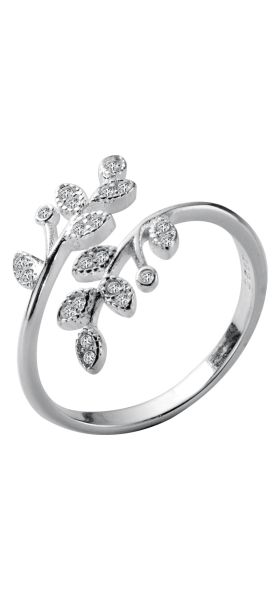 DIEERLAN Personality 925 Sterling Silver Crystal Leaf Rings For Women Wedding Jewelry Adjustable Antique Finger Ring Anillos