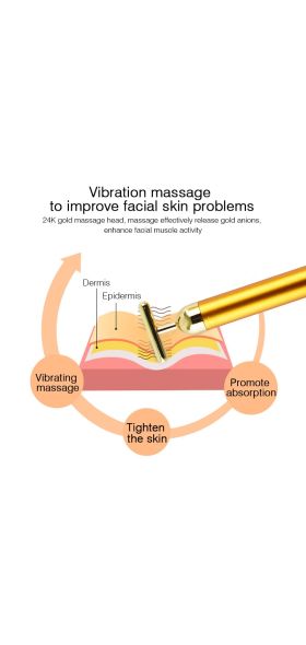 Energy 24K Gold T Beauty Bar Facial Roller Pulse Firming Massager Anti Aging Face Wrinkle Treatment Slimming Wrinkle Stick