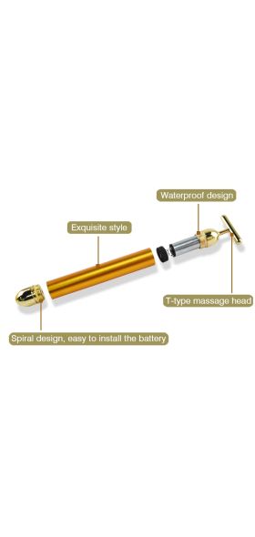 Energy 24K Gold T Beauty Bar Facial Roller Pulse Firming Massager Anti Aging Face Wrinkle Treatment Slimming Wrinkle Stick