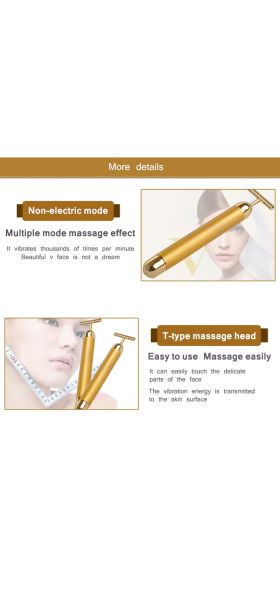 Energy 24K Gold T Beauty Bar Facial Roller Pulse Firming Massager Anti Aging Face Wrinkle Treatment Slimming Wrinkle Stick