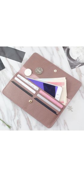 Genuine Leather Women Wallet Fashion Solid Color Coin Purse Multifunctional Cowhide Female Long Women Purses Zipper Card Holder