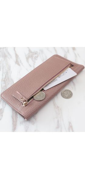 Genuine Leather Women Wallet Fashion Solid Color Coin Purse Multifunctional Cowhide Female Long Women Purses Zipper Card Holder