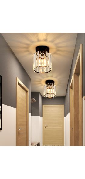 Led Ceiling Lights Crystal Lampshade Balck Gold Plafonnier Living Room Bedroom Modern Round Square Decorative Ceiling Lamp E27