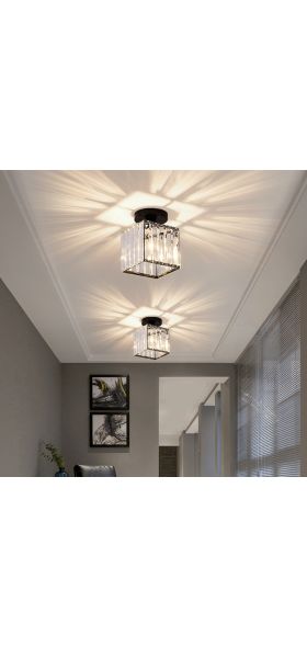 Led Ceiling Lights Crystal Lampshade Balck Gold Plafonnier Living Room Bedroom Modern Round Square Decorative Ceiling Lamp E27