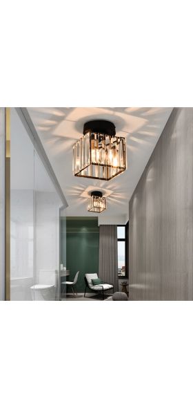 Led Ceiling Lights Crystal Lampshade Balck Gold Plafonnier Living Room Bedroom Modern Round Square Decorative Ceiling Lamp E27