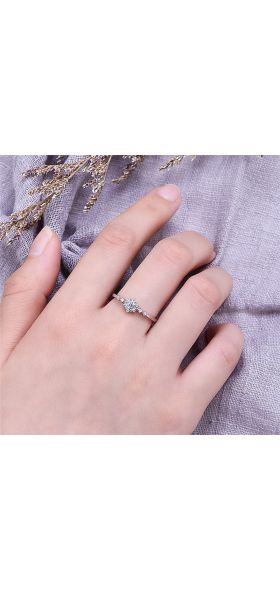 Luxury Female Flower Snowflake Ring 100% Real 925 Sterling Silver Wedding Band Ring Promise Love Engagement Rings For Women
