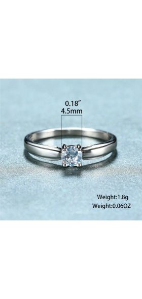 Luxury Female Small Round Stone Ring Real 925 Sterling Silver Engagement Ring Crystal Solitaire Wedding Rings For Women