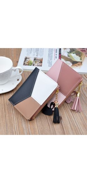 New Arrival Wallet Short Women Wallets Zipper Purse Patchwork Fashion Panelled Wallets Trendy Coin Purse Card Holder Leather