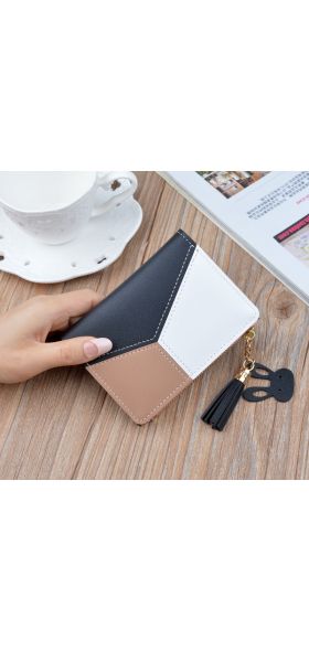 New Arrival Wallet Short Women Wallets Zipper Purse Patchwork Fashion Panelled Wallets Trendy Coin Purse Card Holder Leather