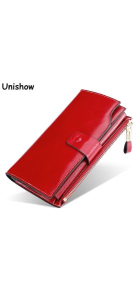 RFID Blocking Genuine Leather Women Wallet Long Lady Leather Purse Brand Design Luxury Oil Wax Leather Female Wallet Coin Purse