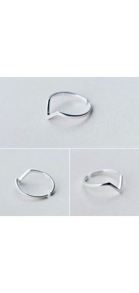 Real 925 Sterling Silver Geometric Wave Letter V Adjustable Ring Fine Jewelry For Women Party Personality Accessories