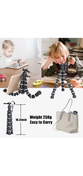 Tripod for Phone with Mobile phone Holder Gopro Mount, Mini flexible Desk Tripod with Remote for SmartPhone/Camera/Tablet