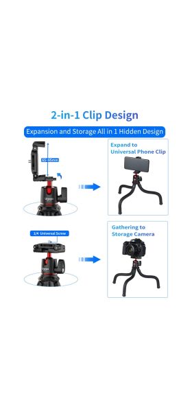 Ulanzi MT-11 Flexible Octopus Tripod for DSLR Smartphone 2 in 1 Tripod Extend 1/4'' Screw for Magic Arm Led Video Light