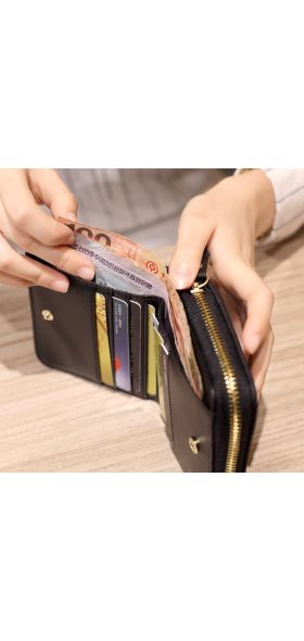 Women Short Wallets PU Leather Female Plaid Purses Nubuck Card Holder Wallet Fashion Woman Small Zipper Wallet With Coin Purse