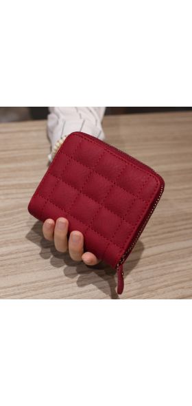 Women Short Wallets PU Leather Female Plaid Purses Nubuck Card Holder Wallet Fashion Woman Small Zipper Wallet With Coin Purse