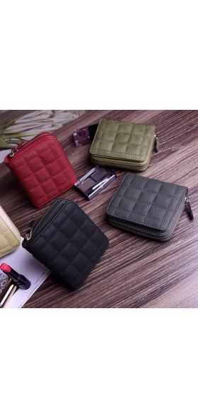 Women Short Wallets PU Leather Female Plaid Purses Nubuck Card Holder Wallet Fashion Woman Small Zipper Wallet With Coin Purse