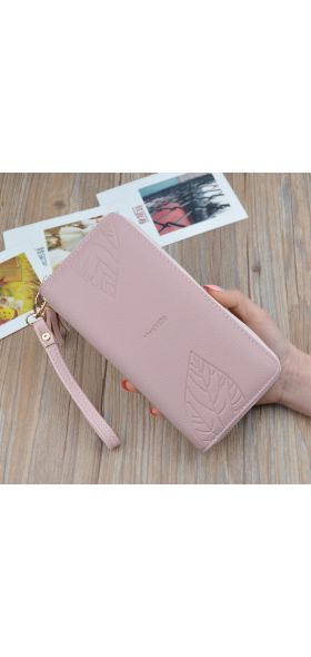 Womens Wallets and Purses PU Leather Wallet Female Wristband Leaf Print Long Women Purse Large Capacity Bag Women Wallet