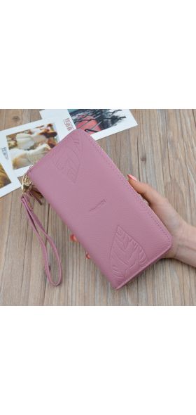 Womens Wallets and Purses PU Leather Wallet Female Wristband Leaf Print Long Women Purse Large Capacity Bag Women Wallet