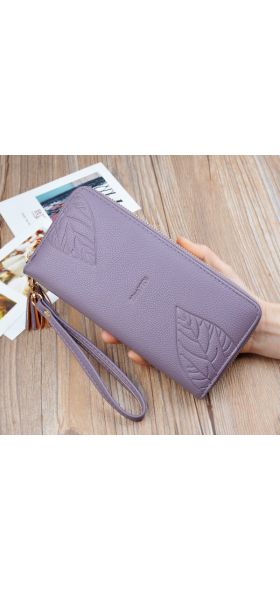 Womens Wallets and Purses PU Leather Wallet Female Wristband Leaf Print Long Women Purse Large Capacity Bag Women Wallet