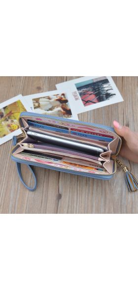 Womens Wallets and Purses PU Leather Wallet Female Wristband Leaf Print Long Women Purse Large Capacity Bag Women Wallet