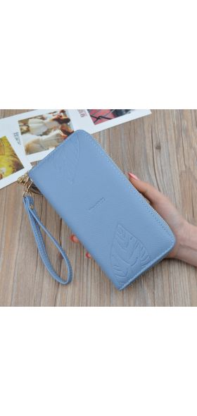 Womens Wallets and Purses PU Leather Wallet Female Wristband Leaf Print Long Women Purse Large Capacity Bag Women Wallet