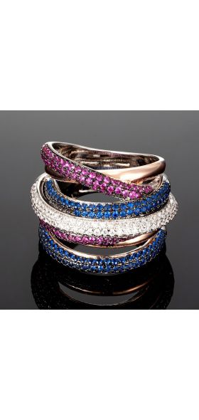 Zlxgirl jewelry luxury brand colorful pave zirconia copper wedding ring jewelry women's and men's best couple anel rings