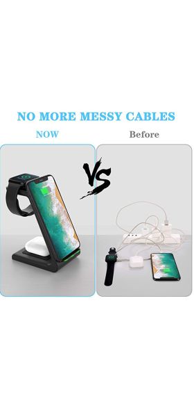 3 in 1 Wireless Charger Station QI 15W Fast Apple Wireless Charging Stand Dock for iPhone 12/11/8 Pro Max AirPods iWatch Samsung