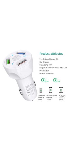 AIXXCO 3 Ports USB Car Charger Quick Charge 3.0 Fast Car Cigarette Lighter For Samsung Huawei Xiaomi iphone Car Charger QC 3.0