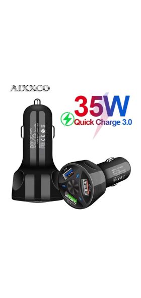 AIXXCO 3 Ports USB Car Charger Quick Charge 3.0 Fast Car Cigarette Lighter For Samsung Huawei Xiaomi iphone Car Charger QC 3.0