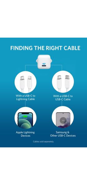 Anker Nano iPhone Charger, 20W PIQ 3.0 Durable Compact Fast Charger, PowerPort III USB-C Charger for iPhone 12 series