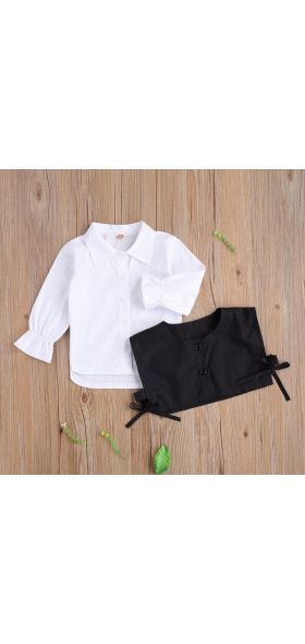 FOCUSNORM 1-5Y Autumn Infant Baby Girls Dress +T Shirts 2pcs Letter Print Tops Solid Long Sleeve Single Breasted Shirts Dresses