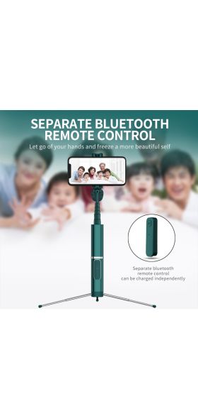 Green Selfie Stick Live Broadcast Support Universal Selfie Stick Mini Bluetooth Tripod Camera Phone Multifunction Remote Control