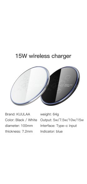 KUULAA Wireless Charger 15W Qi induction charger For Xiaomi Mi 9 Pro Wireless Charging Pad For iPhone 11 X XS Max XR 8 Plus