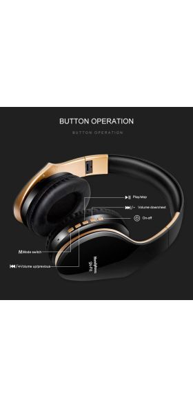 PunnkFunnk Wireless Headphones Bluetooth Earphone 5.0 Foldablel 3D Bass Stereo Noise Reduction Gaming Headset/Mic  For Mobile PC