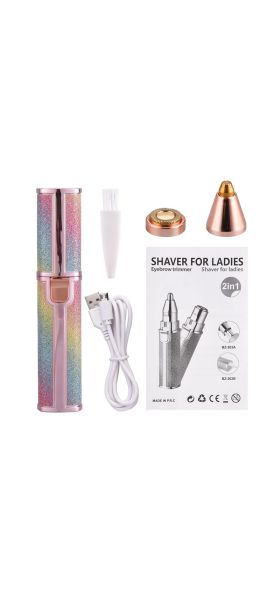 2 In 1 Electric Eyebrow Trimmer Makeup Painless Eye Brow Epilator Mini Shaver Razors Women Portable Facial Body Hair Remover 45