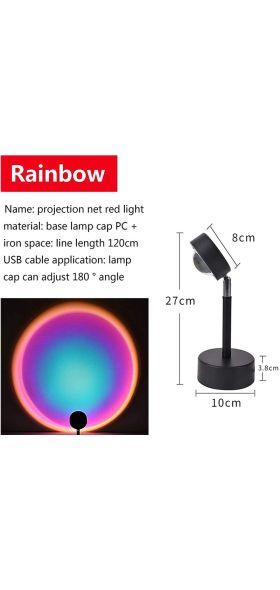 2021 NEW  Rainbow Sunset Projector Lamp  Led Night Light Home Shop Background Wall Decoration