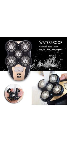 5 In 1 4D Men's Rechargeable Bald Head Electric Shaver 5 Floating Heads Beard Nose Ear Hair Trimmer Razor Clipper Facial Brush