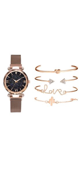 5pcs Set Luxury Women Watches Magnetic Starry Sky Female Clock Quartz Wristwatch Fashion Ladies Wrist Watch relogio feminino