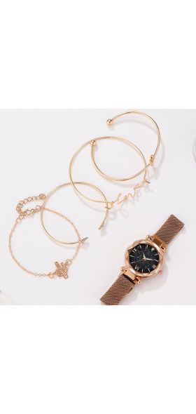 5pcs Set Luxury Women Watches Magnetic Starry Sky Female Clock Quartz Wristwatch Fashion Ladies Wrist Watch relogio feminino