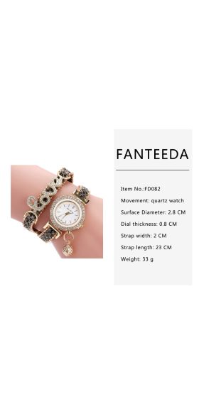 FanTeeDa Top Brand Women Bracelet Watches Ladies Love Leather Strap Rhinestone Quartz Wrist Watch Luxury Fashion Quartz Watch