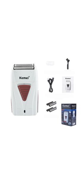 Kemei 3382 Barber Finish Electric Shaver for Men USB Cordless Rechargeable Beard Razor Reciprocating Foil Mesh Shaving Machine
