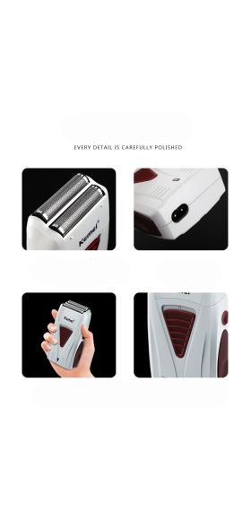 Kemei 3382 Barber Finish Electric Shaver for Men USB Cordless Rechargeable Beard Razor Reciprocating Foil Mesh Shaving Machine