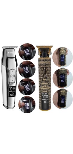 Kemei Electric Hair Clipper Professional hair trimmer For Men Beard shaver LCD 0mm Barber Hair Cutting Machine chargeable Razor