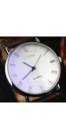 Men Watch Roman Numerals Blu-Ray Faux Leather Band Quartz Analog Business Wrist Watch montre homme часы мужские наручные